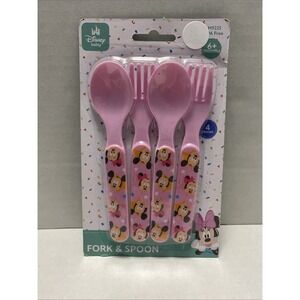 Disney Baby Fork & Spoon Set New Sealed Pink 2-Forks & 2-Spoons New Sealed